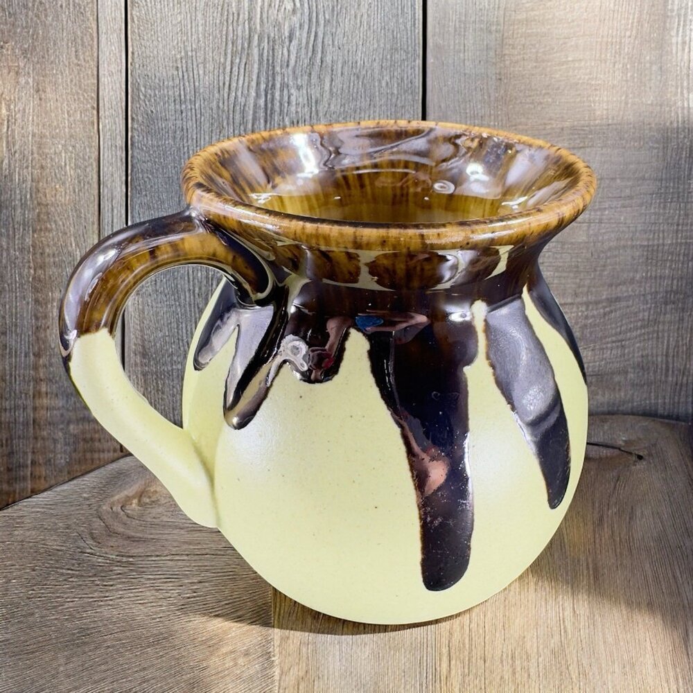 Hand Made Mexico Pottery Cup Mug Green With Heavy Drip‎ Glaze Stoneware Mug Cup